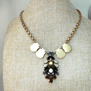 J. Crew Gold-Tone Statement Necklace With Faux Crystals & Chain Links